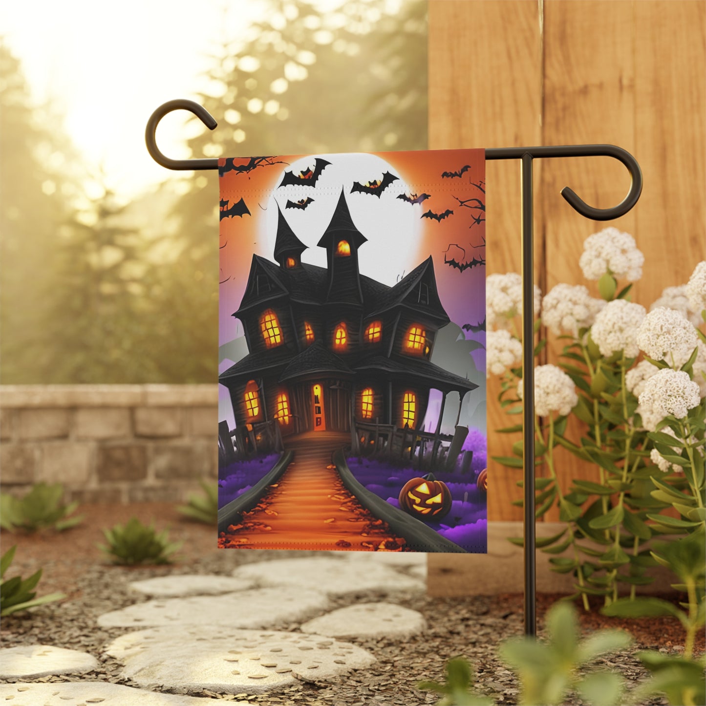 Haunted House Halloween Garden & House Banner Flag