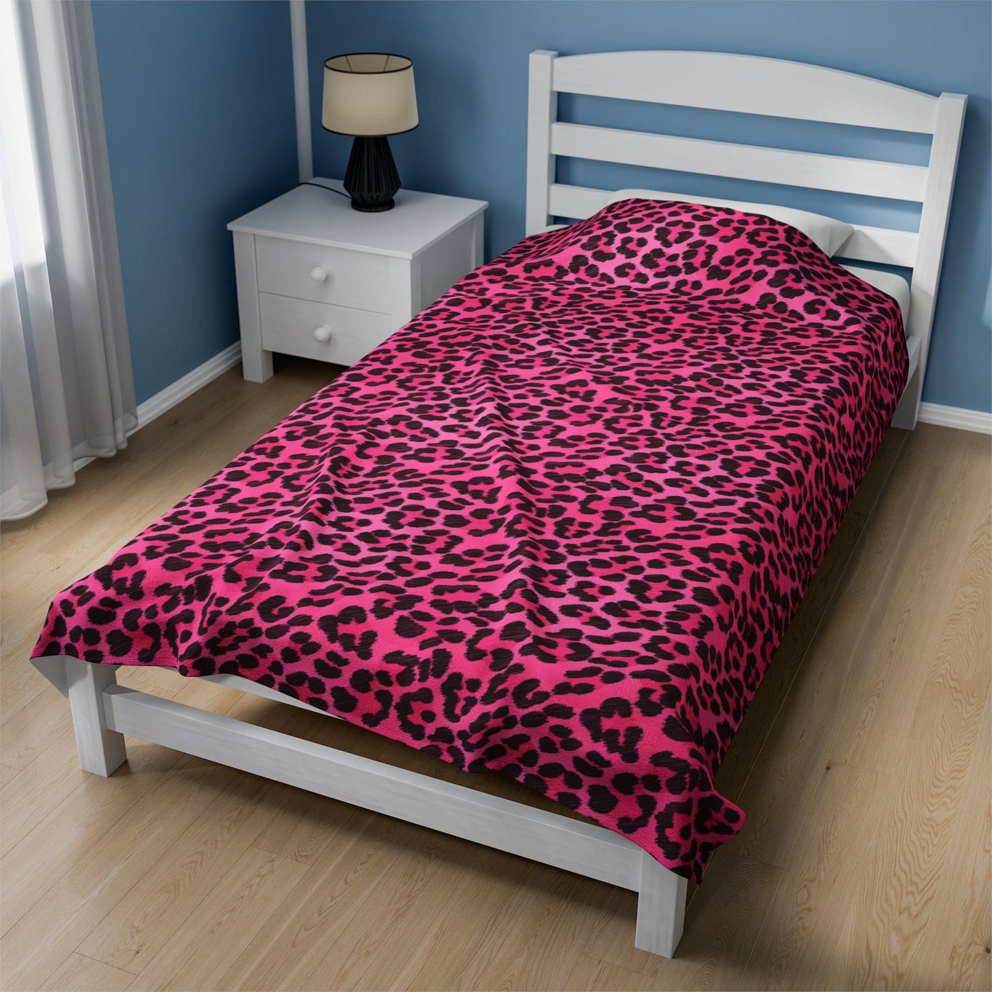 Hot Pink Leopard Print Velveteen Super Soft Plush Blanket 60" X 80"