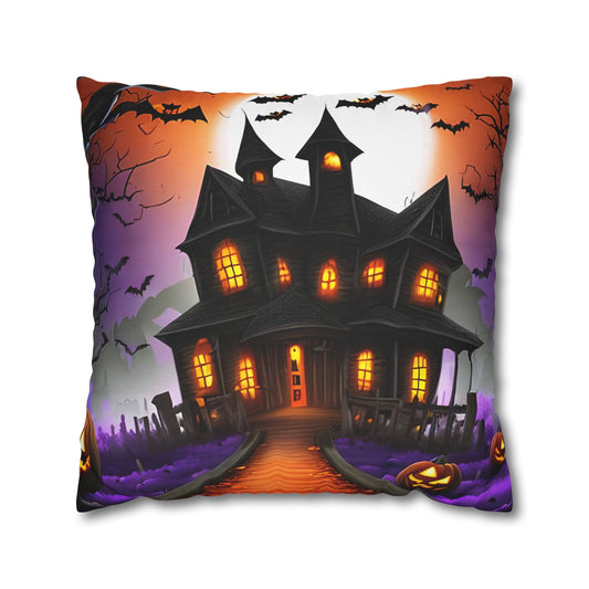 Halloween Haunted House Square Pillowcase (Cover Only)