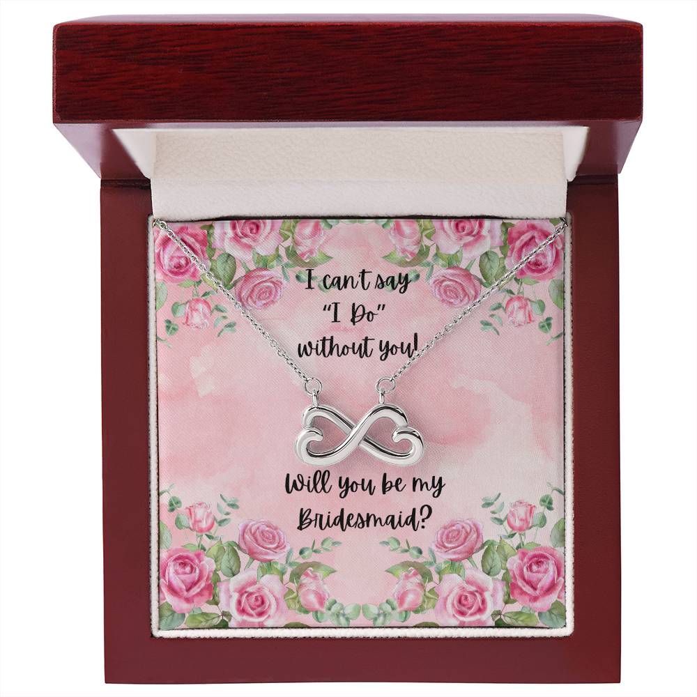 Bridesmaid Proposal Pink Watercolor Love Infinity Necklace