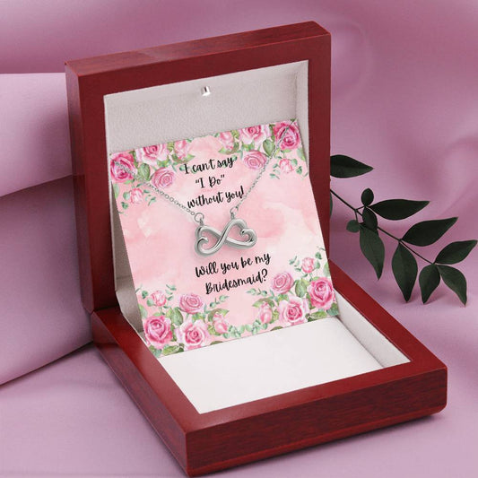 Bridesmaid Proposal Pink Watercolor Love Infinity Necklace