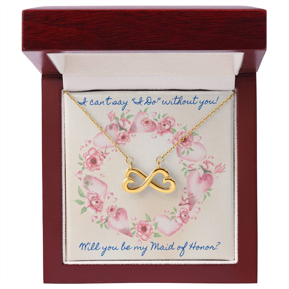 Maid of Honor Proposal Pink Roses Love Infinity Necklace