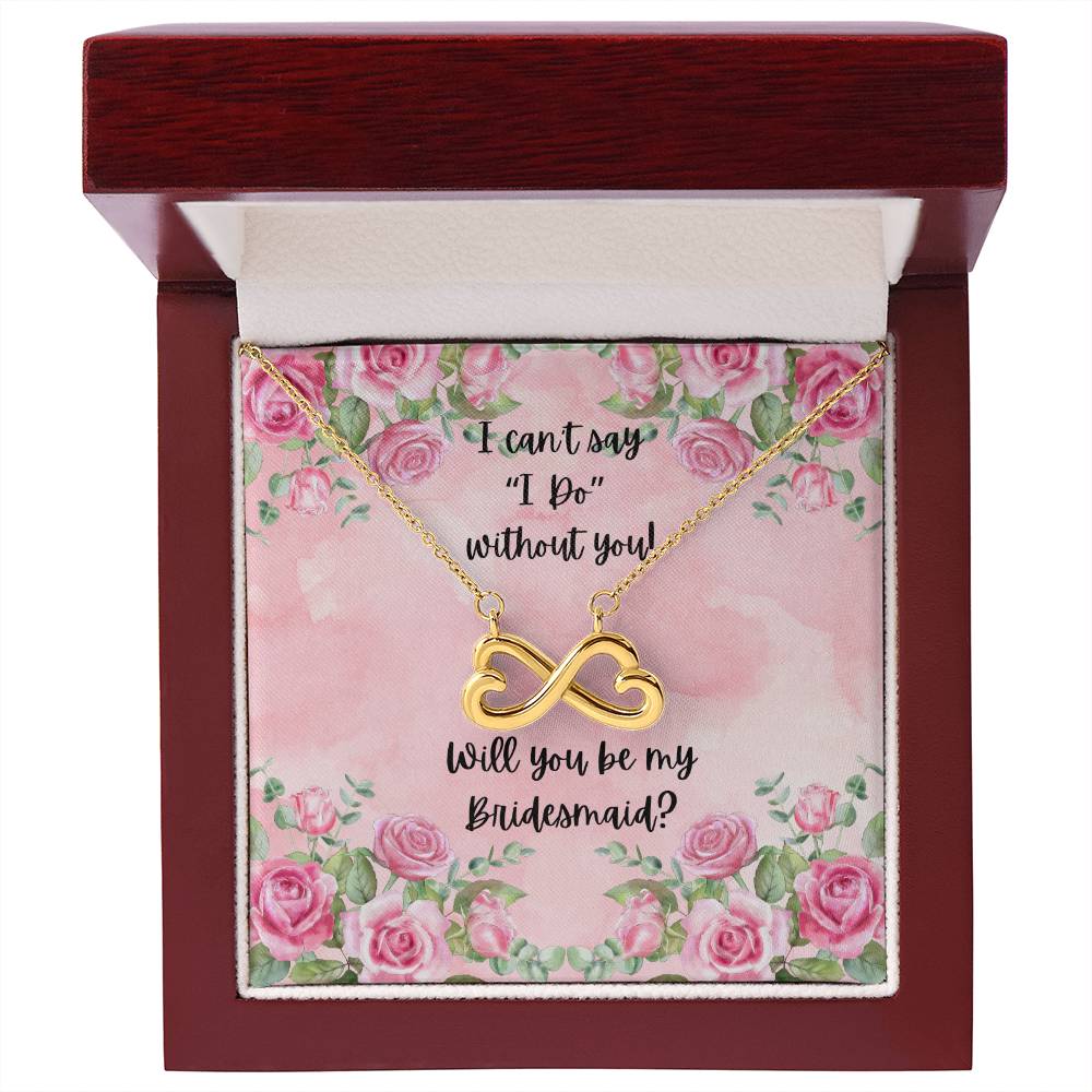 Bridesmaid Proposal Pink Watercolor Love Infinity Necklace