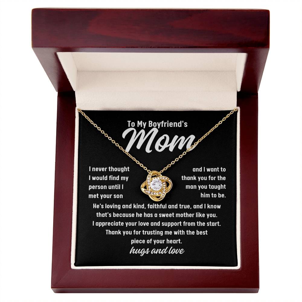 To My Boyfriend's Mom Thank You Love Knot Necklace