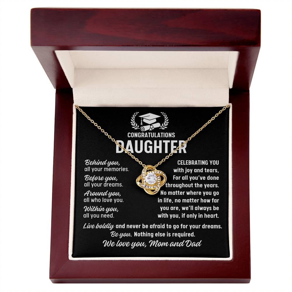 Daughter Graduation Gift from Mom and Dad, Love Knot Necklace