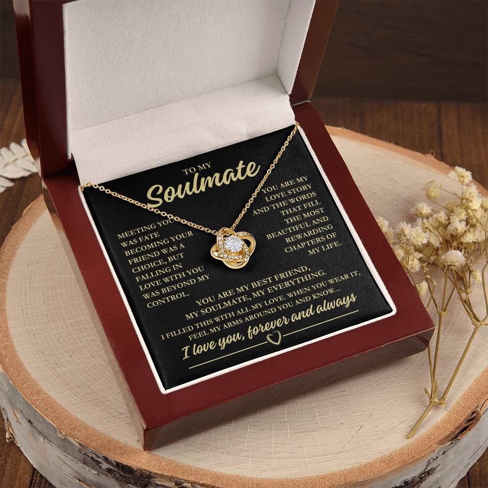 To My Soulmate "Meeting you was fate..." Love Knot Necklace