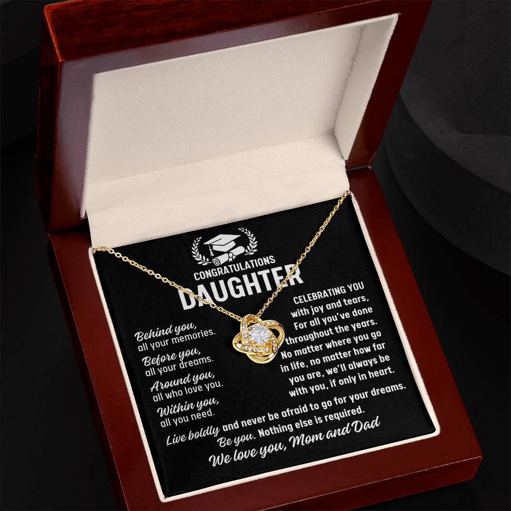 Daughter Graduation Gift from Mom and Dad, Love Knot Necklace