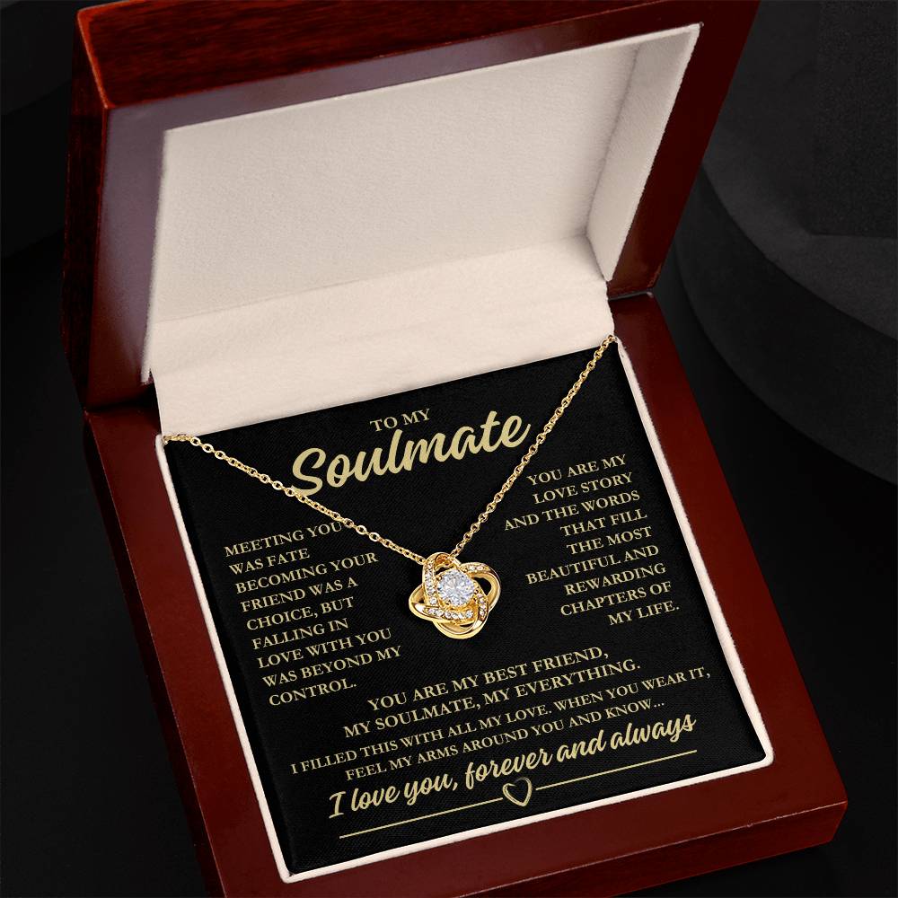 To My Soulmate "Meeting you was fate..." Love Knot Necklace