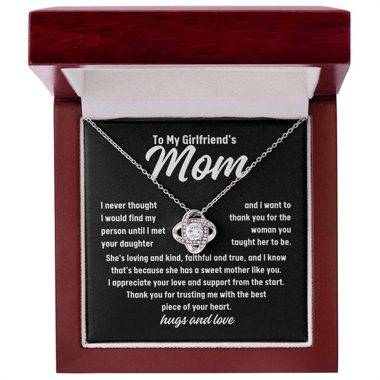 To My Girlfriend's Mom Thank You Love Knot Necklace