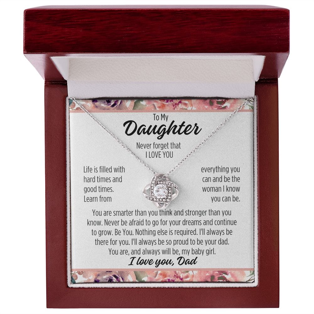 To Daughter From Dad "Life is filled with..." Love Knot Necklace