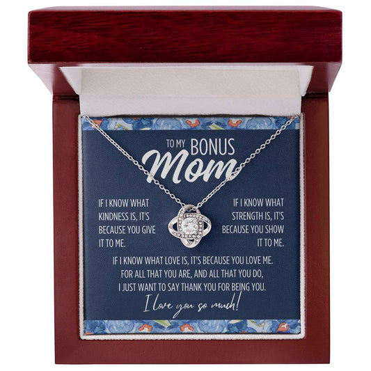 To My Bonus Mom "If I know..." Love Knot Necklace