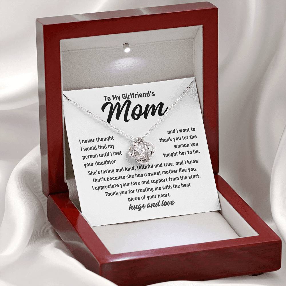 To My Girlfriend's Mom Thank You Love Knot Necklace