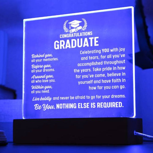 Graduate Gift, Acrylic Plaque With Lighted Base