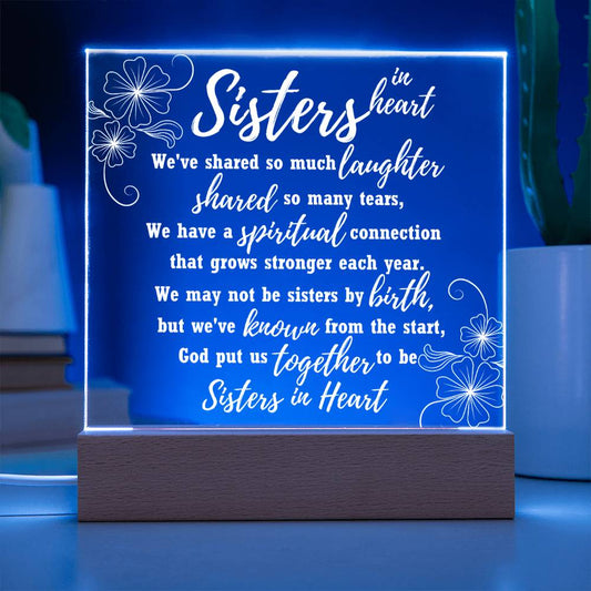 Sisters In Heart Acrylic Plague Gift