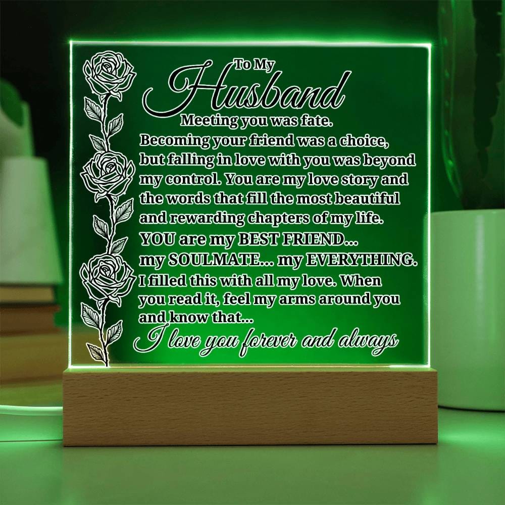 To My Husband "Meeting you was..." Acrylic Plaque With Lighted Base