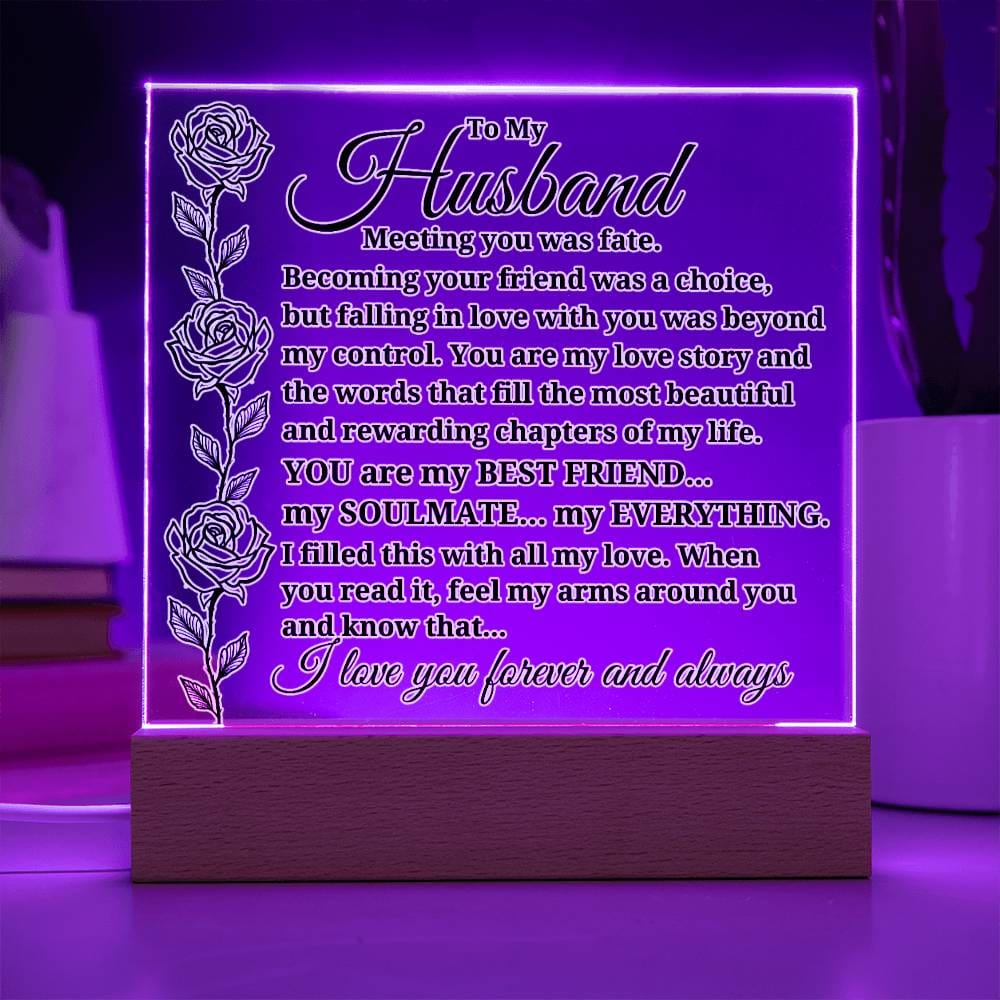 To My Husband "Meeting you was..." Acrylic Plaque With Lighted Base