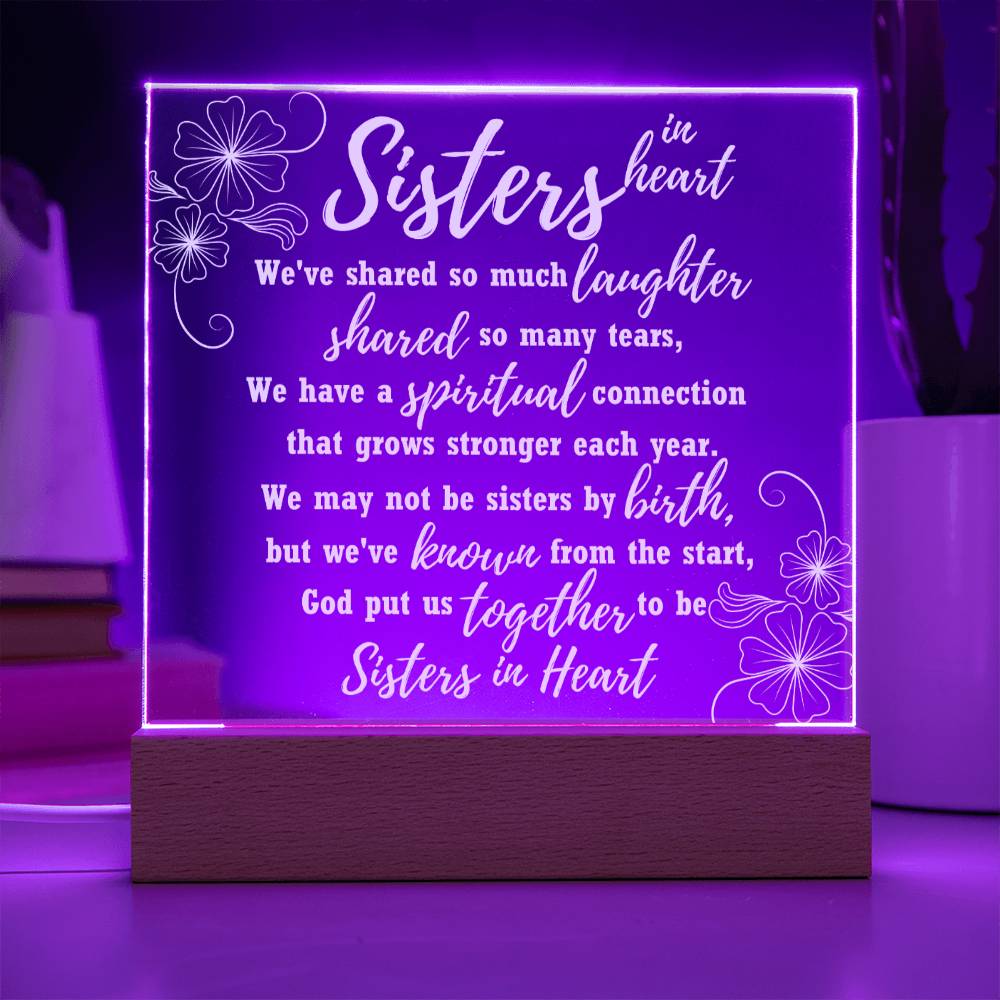 Sisters In Heart Acrylic Plague Gift