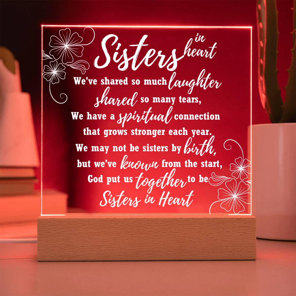 Sisters In Heart Acrylic Plague Gift