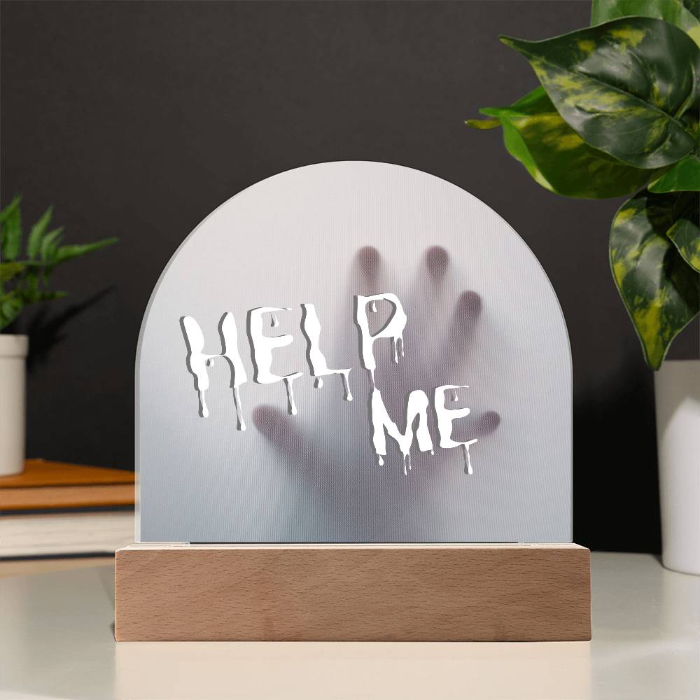 Stuck In The Glass Halloween Acrylic With Lighted Base