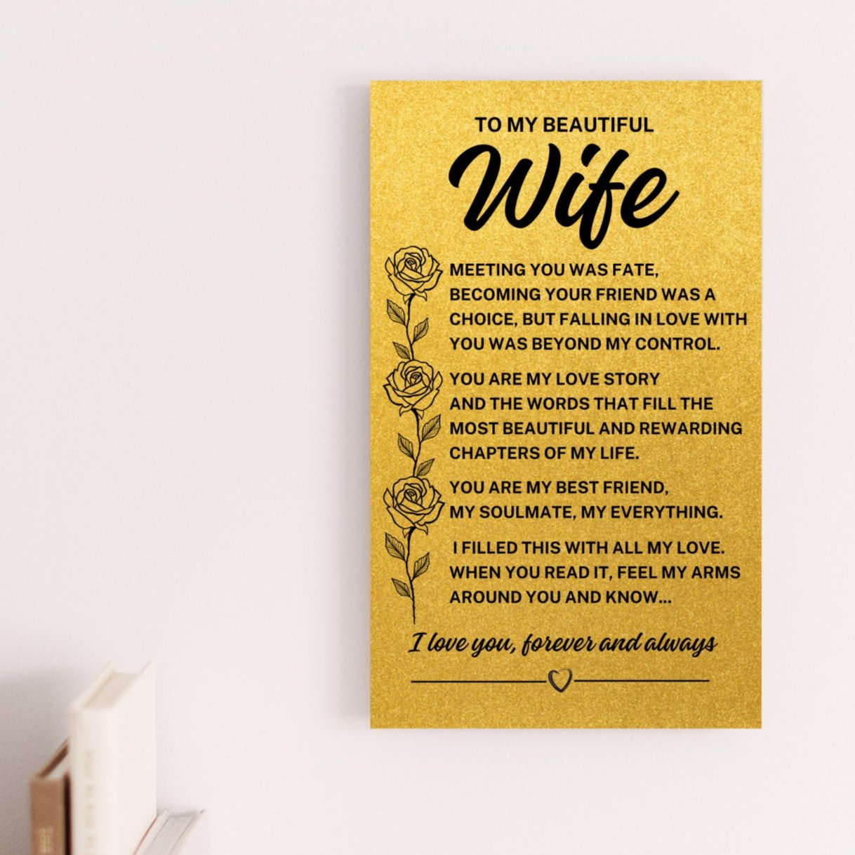 To My Wife "Meeting you was fate..." Golden Printed Wooden Art
