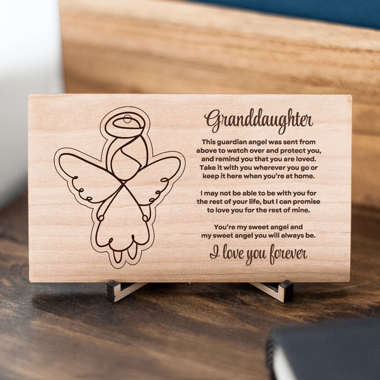 Granddaughter Gift Guardian Angel Wooden Pop Out Laser Engraved & Cut