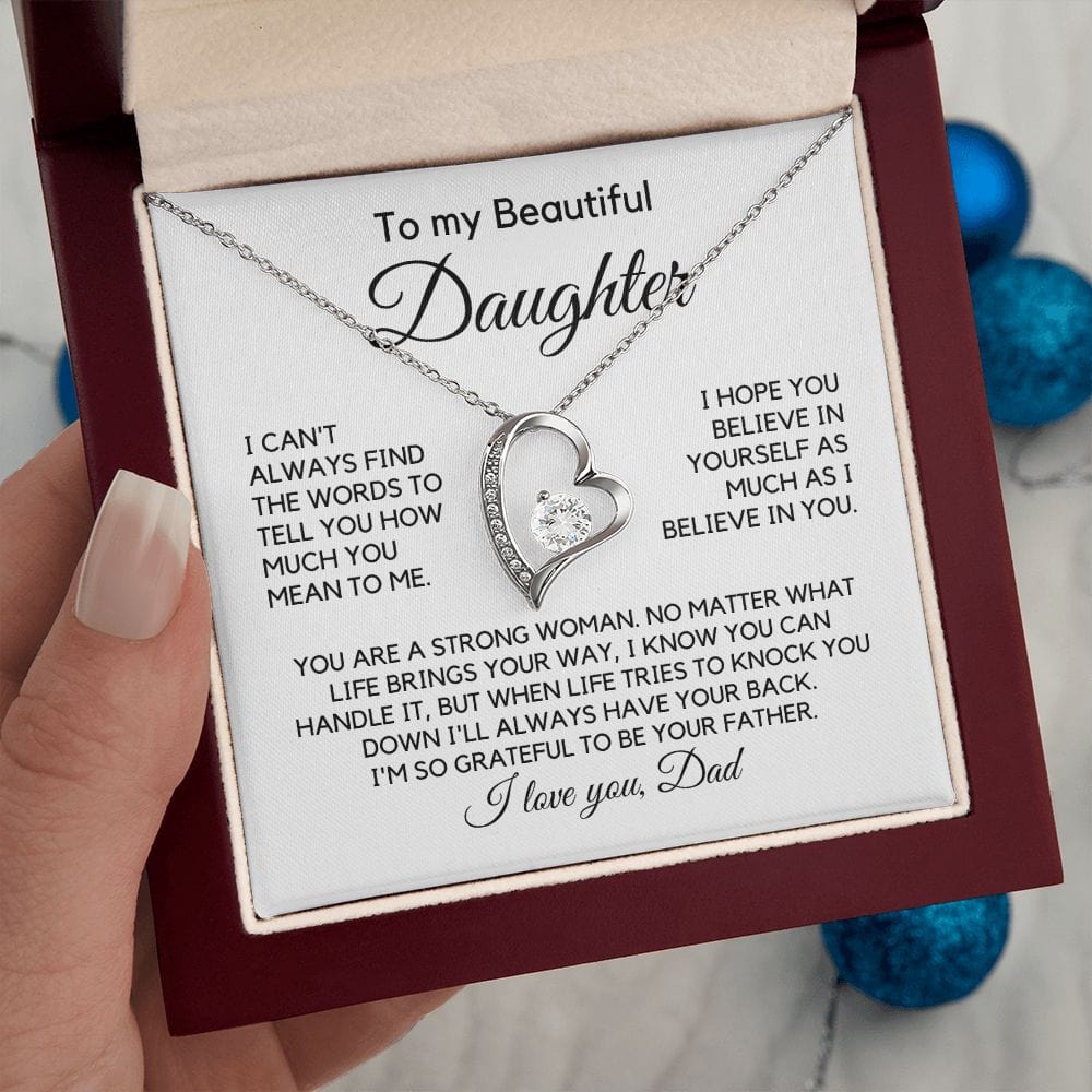 To Daughter From Dad "I can't always find..." Heart Necklace