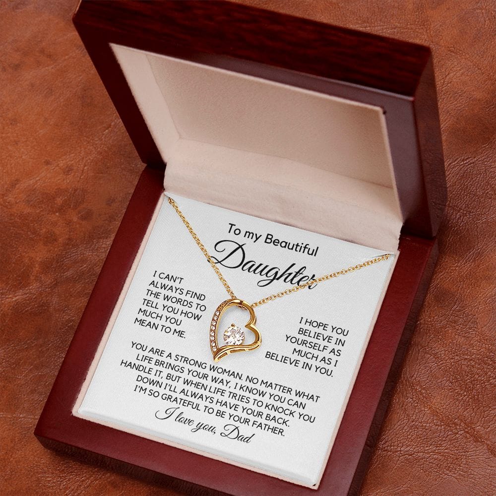 To Daughter From Dad "I can't always find..." Heart Necklace