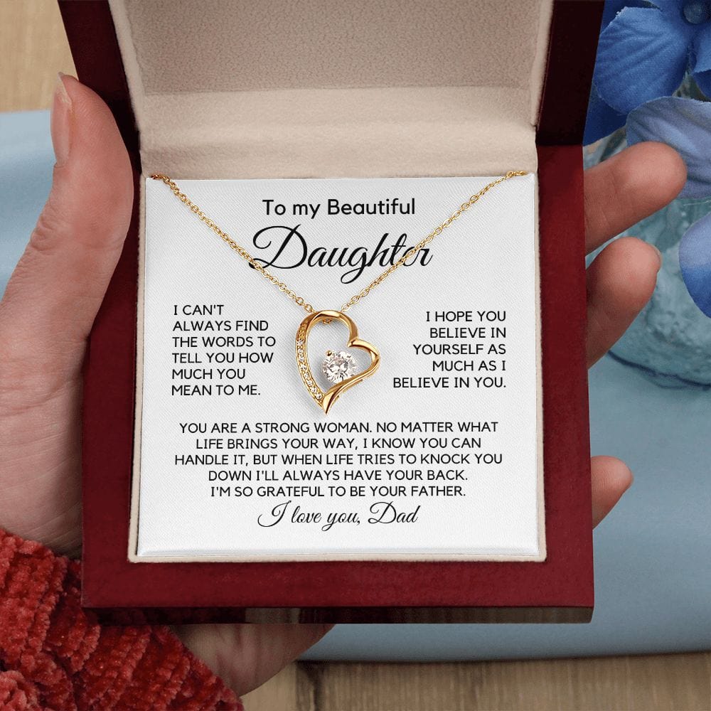 To Daughter From Dad "I can't always find..." Heart Necklace