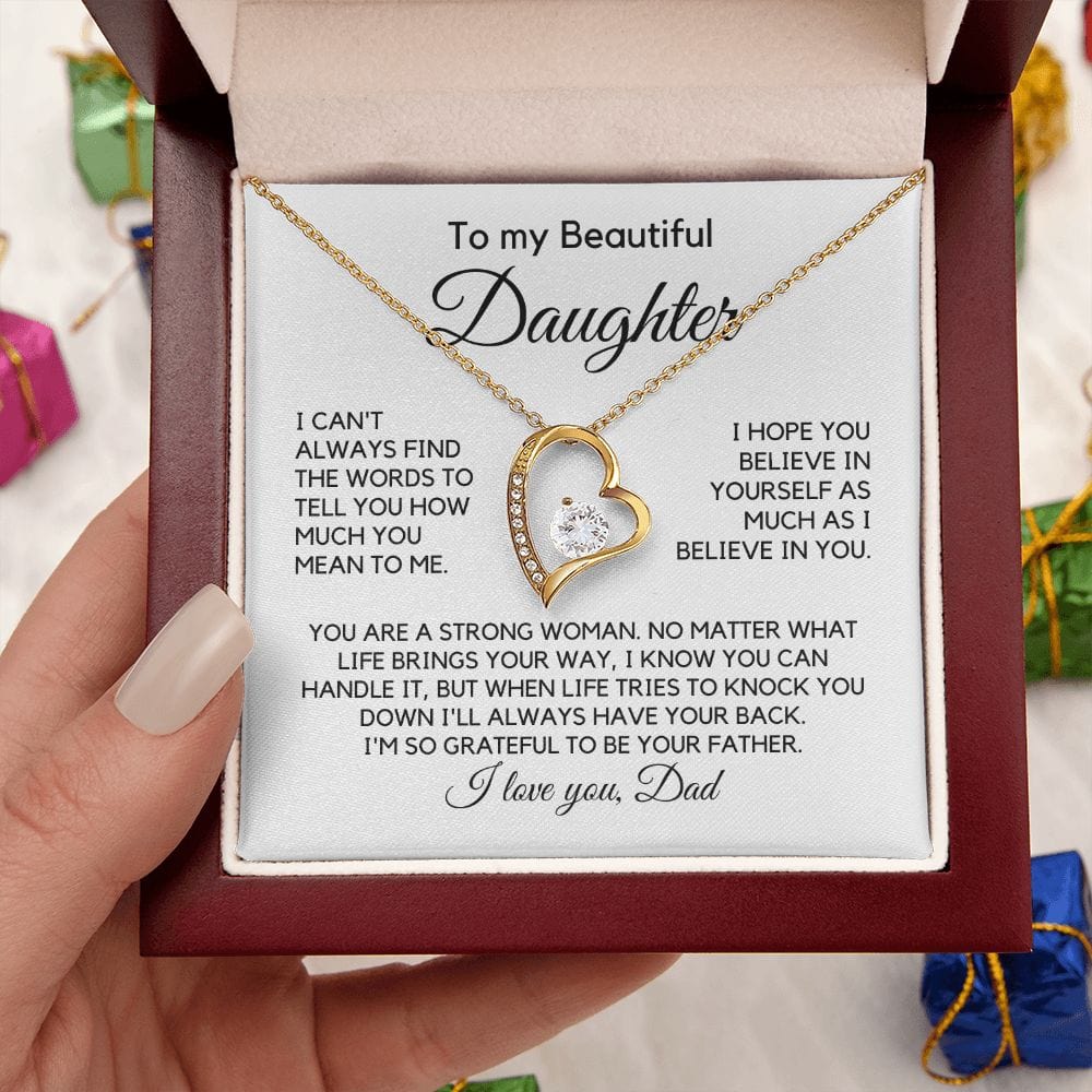 To Daughter From Dad "I can't always find..." Heart Necklace