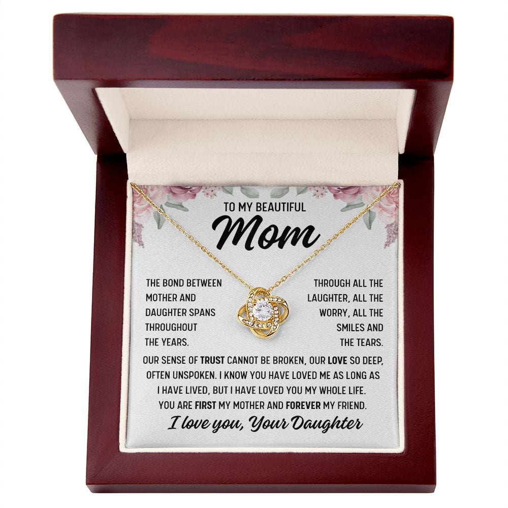 To Mom From Daughter "The bond between..." Love Knot Necklace