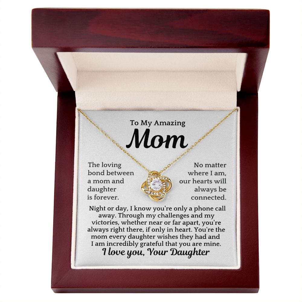 To Mom From Daughter "The loving bond between..." Love Knot Necklace
