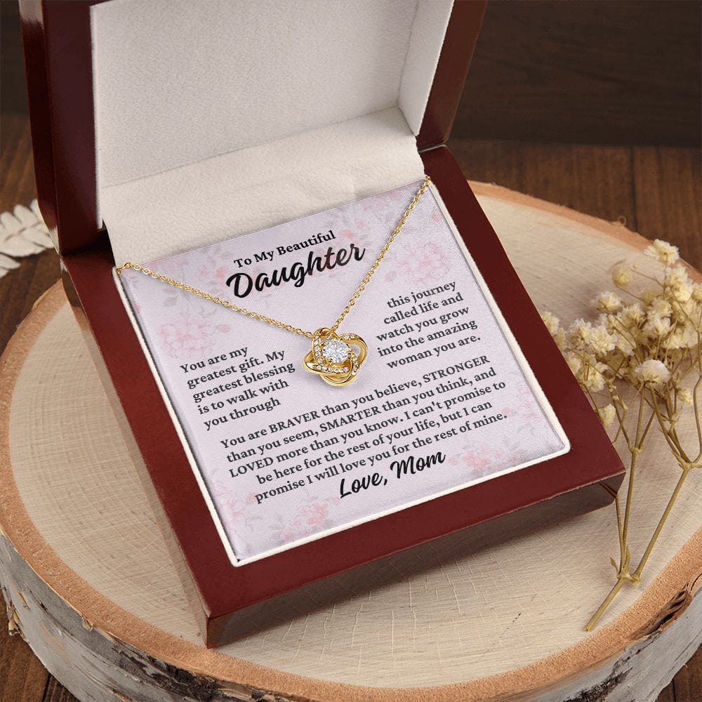 To Daughter From Mom "You are my greatest..." Love Knot Necklace