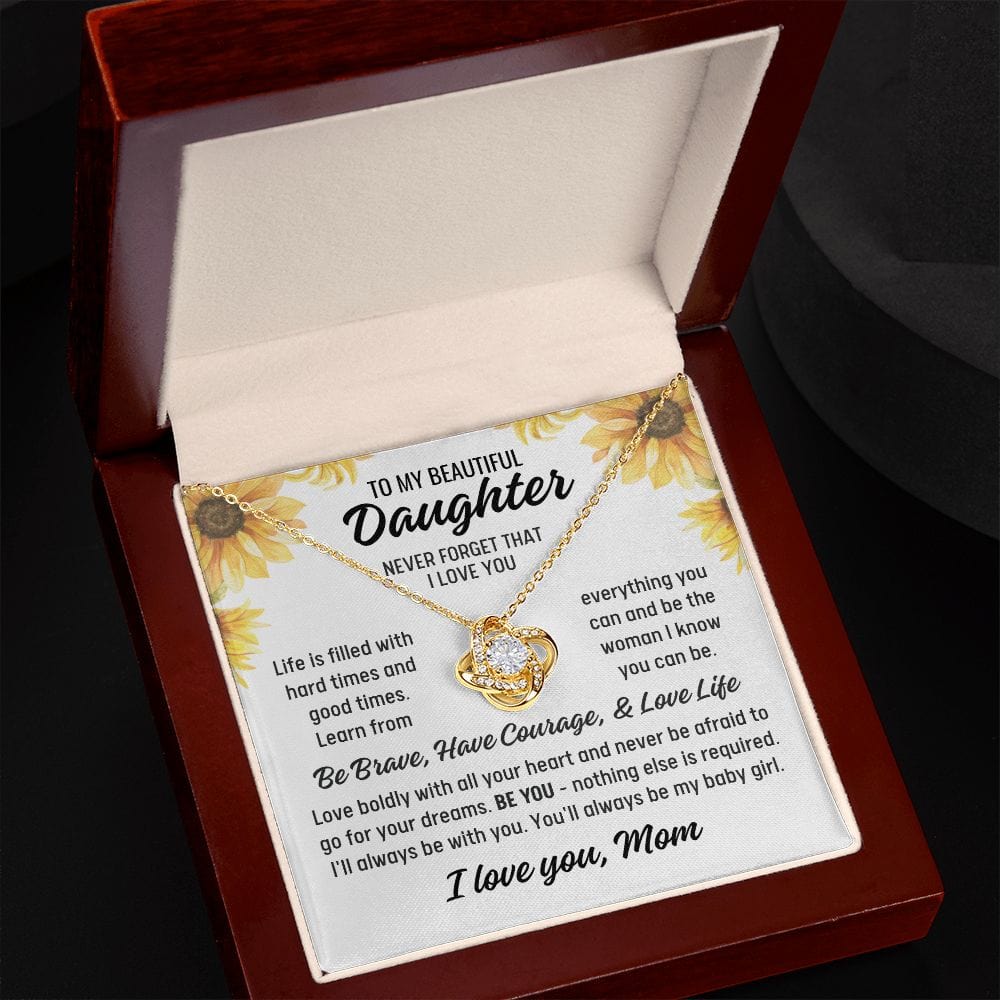 To Daughter From Mom "Life is filled..." Love Knot Necklace