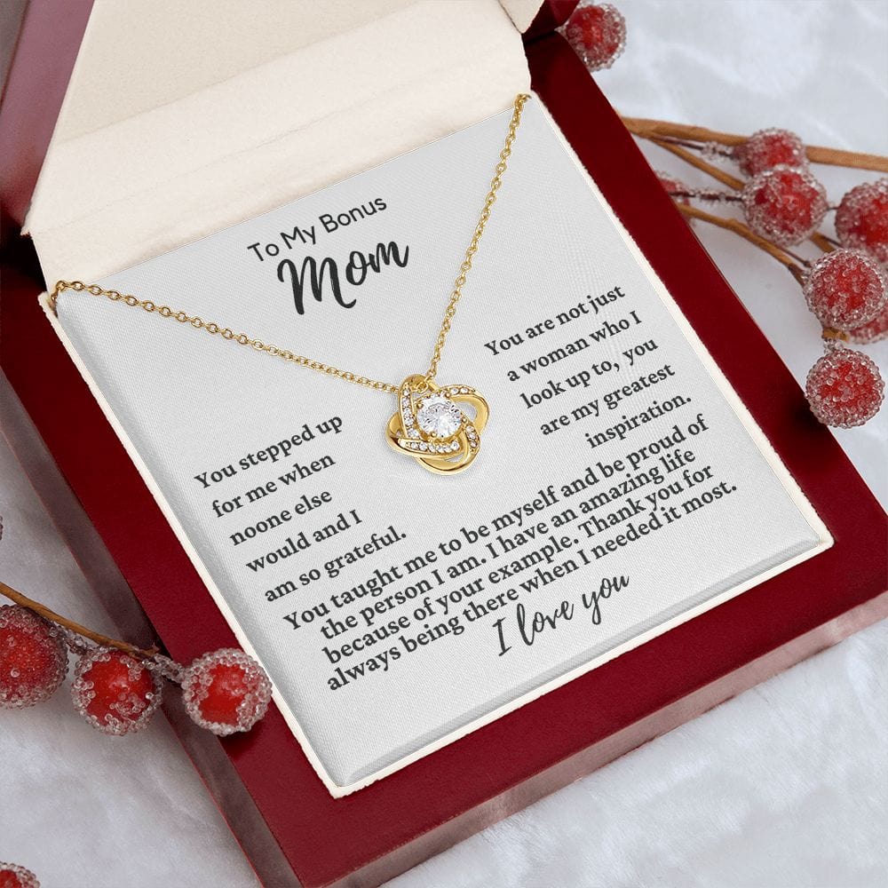 To My Bonus Mom "You stepped up..." Love Knot Necklace