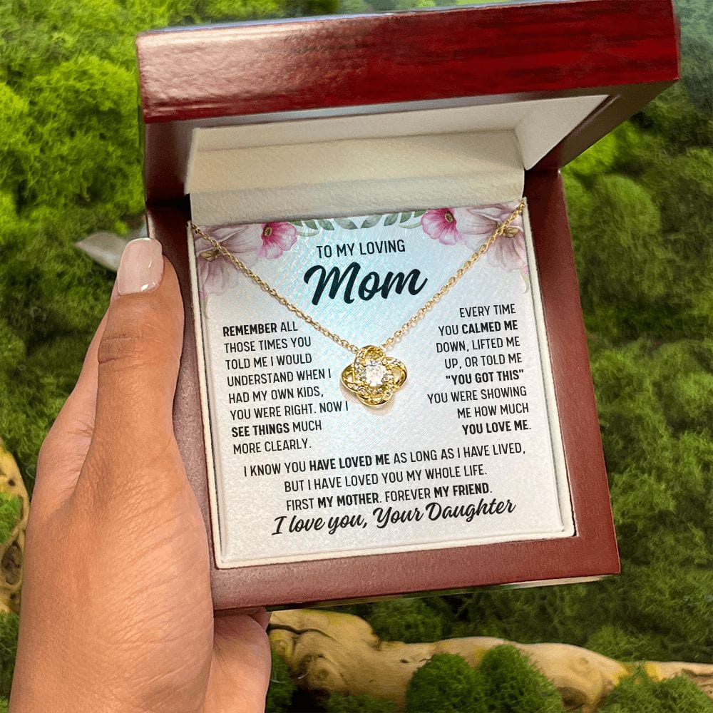 To Mom From Daughter "Remember all those..." Love Knot Necklace