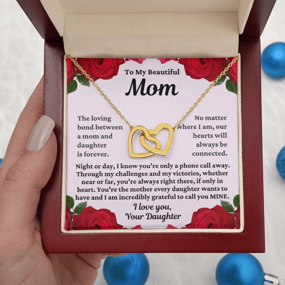 To Mom From Daughter "The loving bond..." Interlocking Hearts