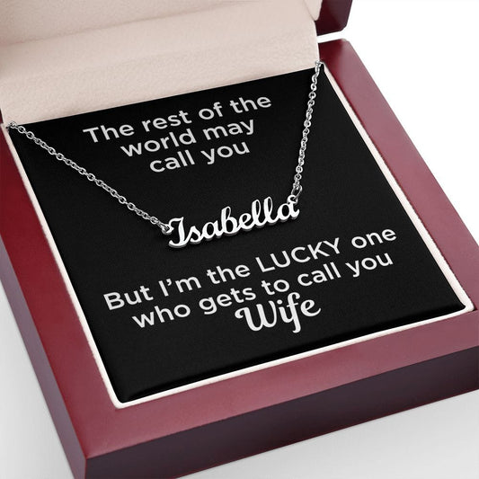 Gift to Wife Custom Name Necklace Polished Stainless Steel