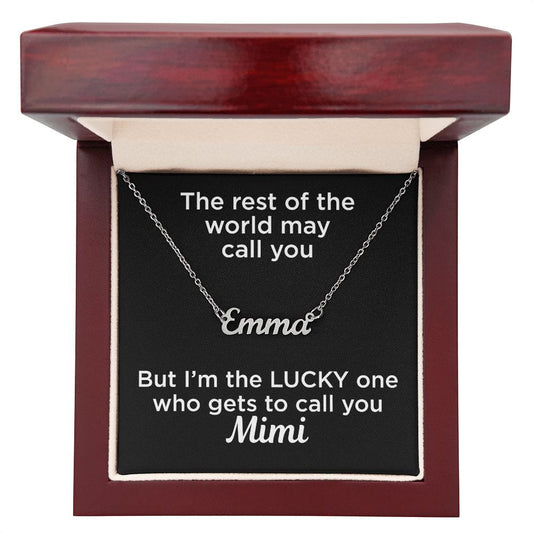 Gift to Mimi Custom Name Necklace Polished Stainless Steel