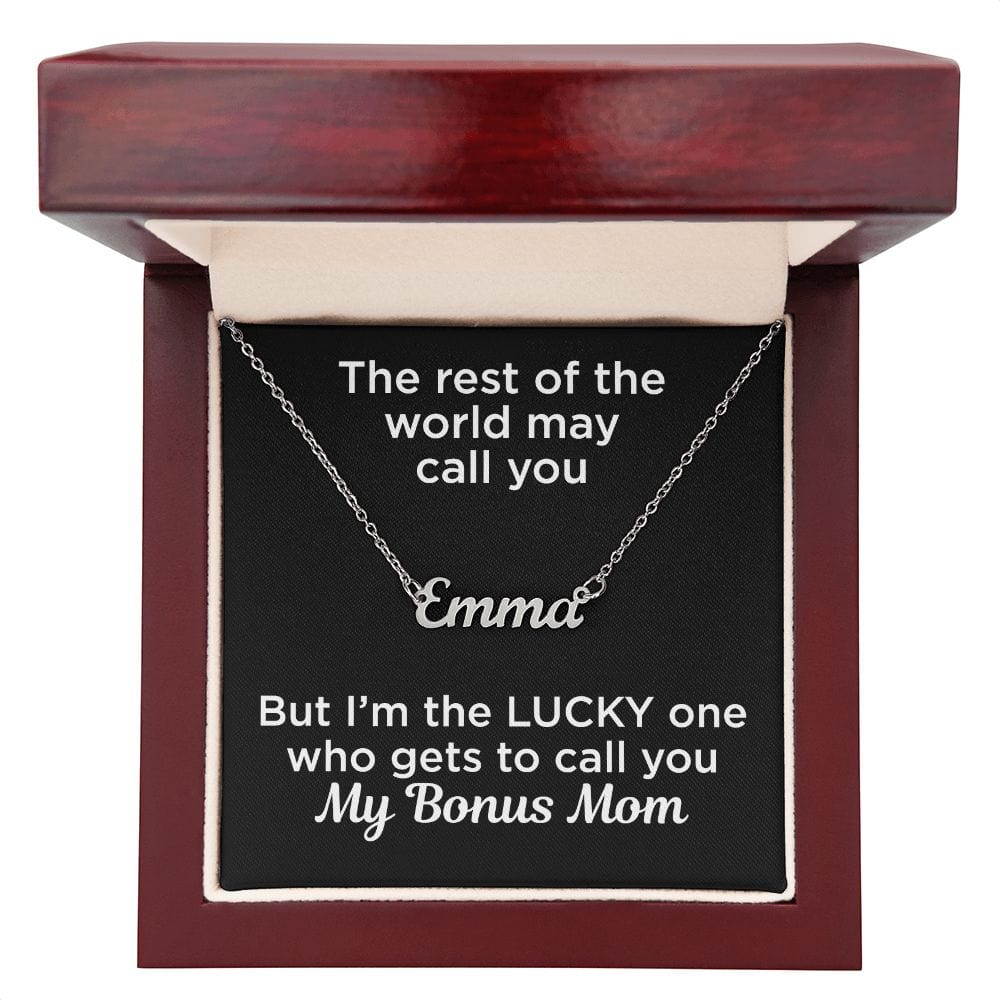 Gift to Bonus Mom Custom Name Necklace Polished Stainless Steel