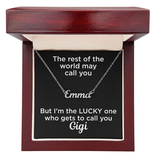 Gift to Gigi Custom Name Necklace Polished Stainless Steel