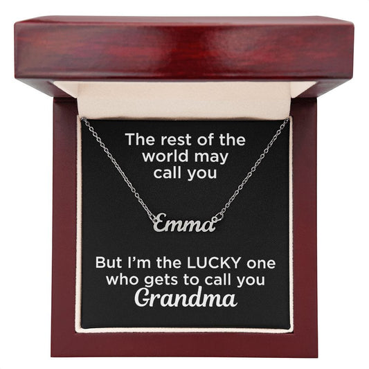 Gift to Grandma Custom Name Necklace Polished Stainless Steel