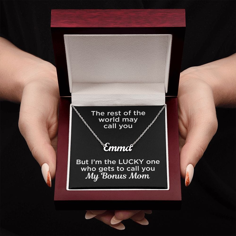 Gift to Bonus Mom Custom Name Necklace Polished Stainless Steel