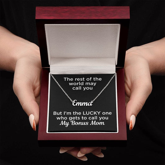 Gift to Bonus Mom Custom Name Necklace Polished Stainless Steel