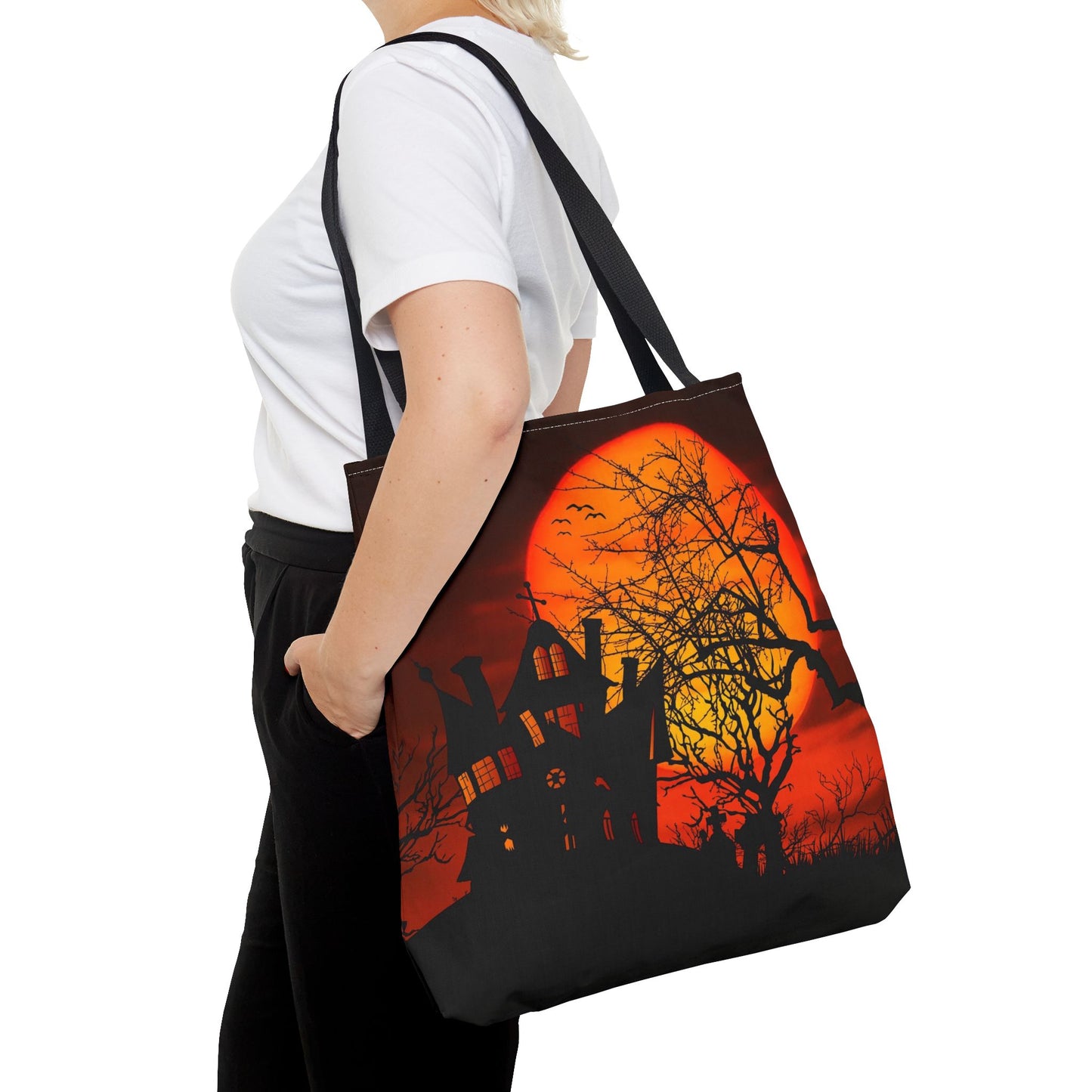 Haunted House Moon Halloween Tote Bag