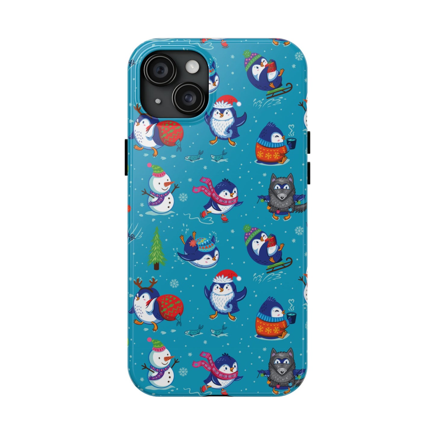 Whimsical Christmas Penguin & Snowman Tough Phone Cases