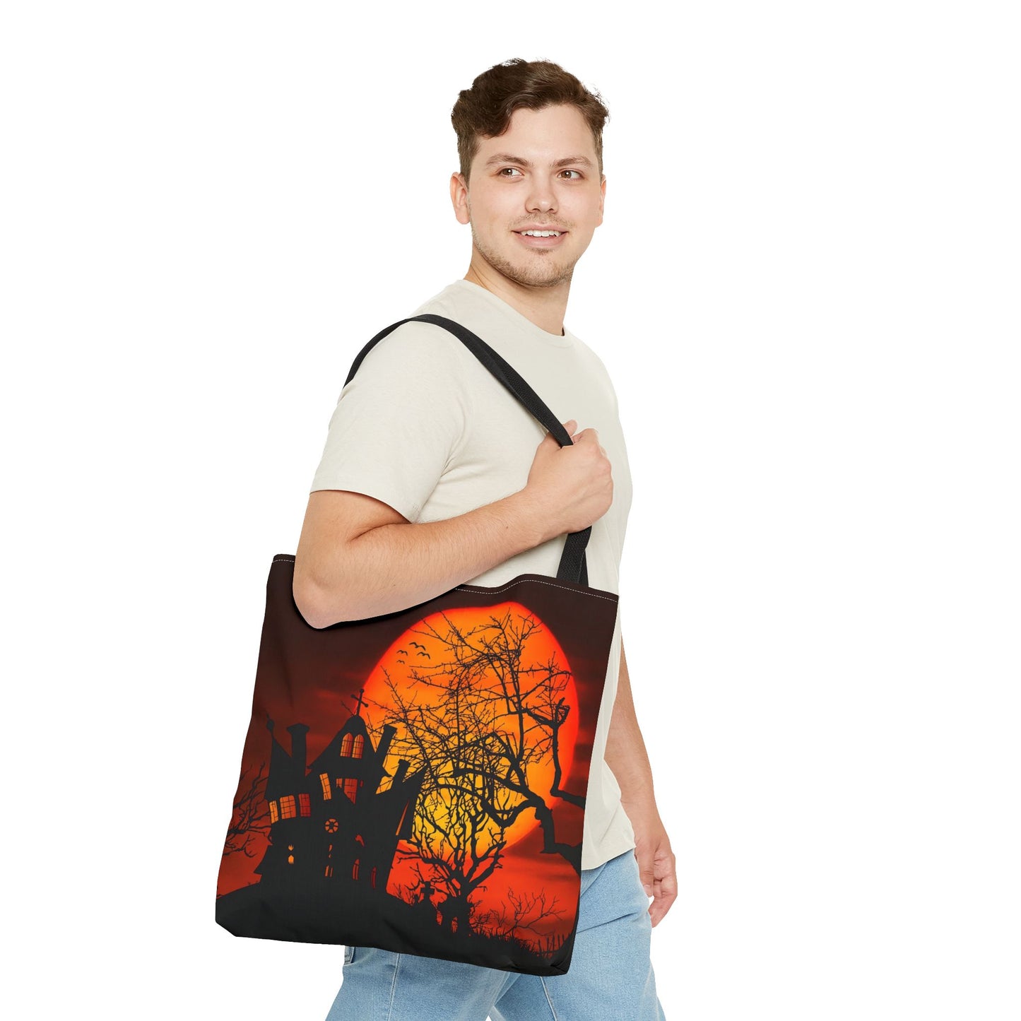 Haunted House Moon Halloween Tote Bag