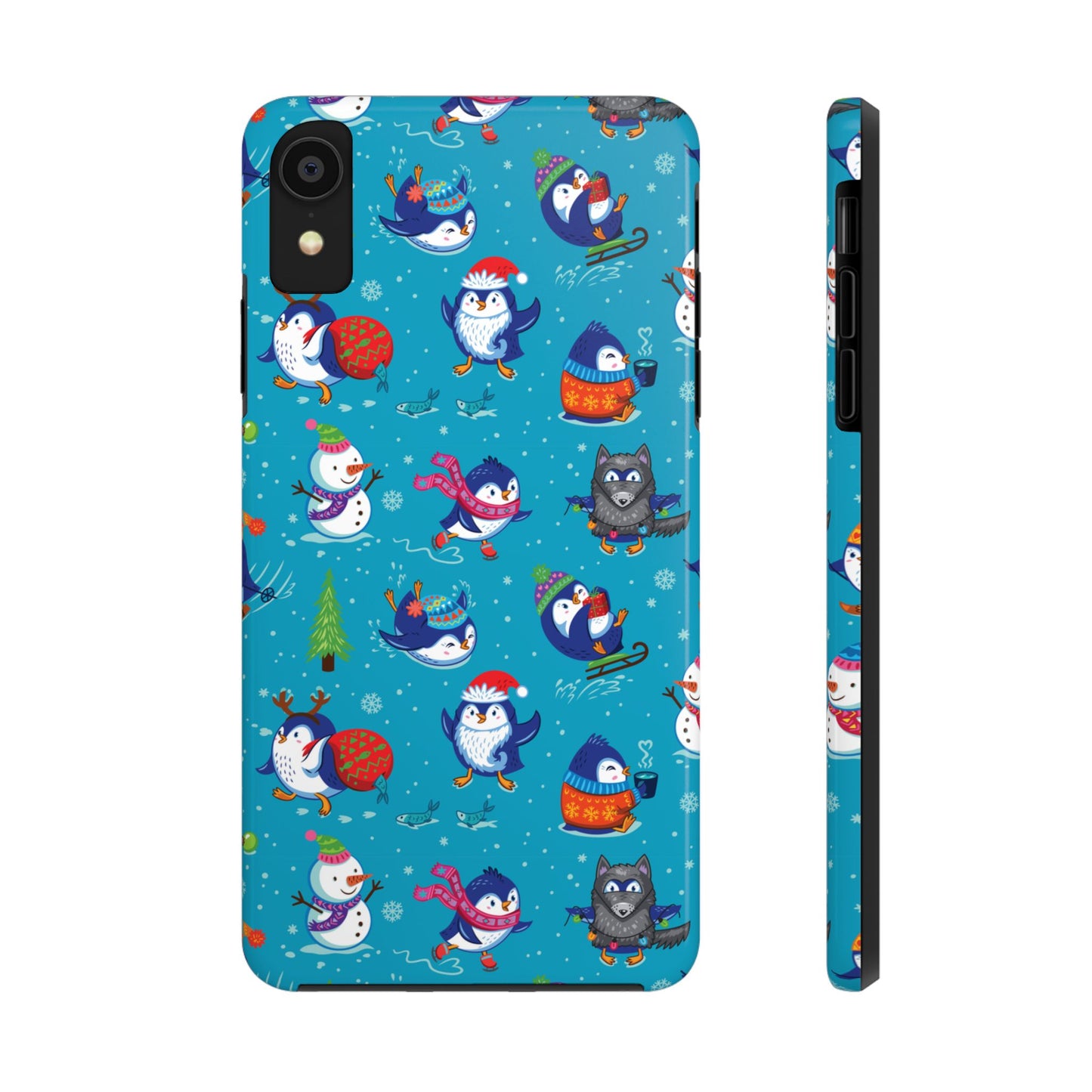 Whimsical Christmas Penguin & Snowman Tough Phone Cases