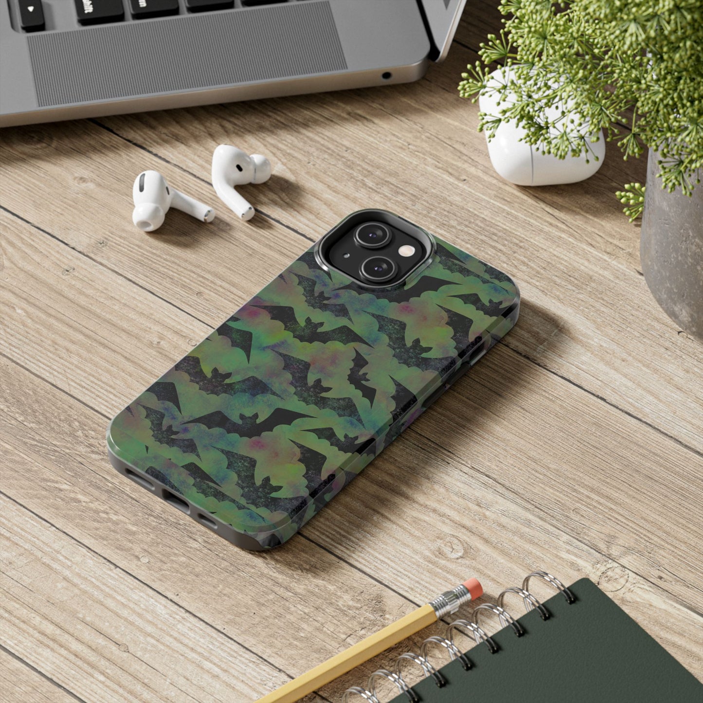 Halloween Bats Military Green Tough Phone Cases