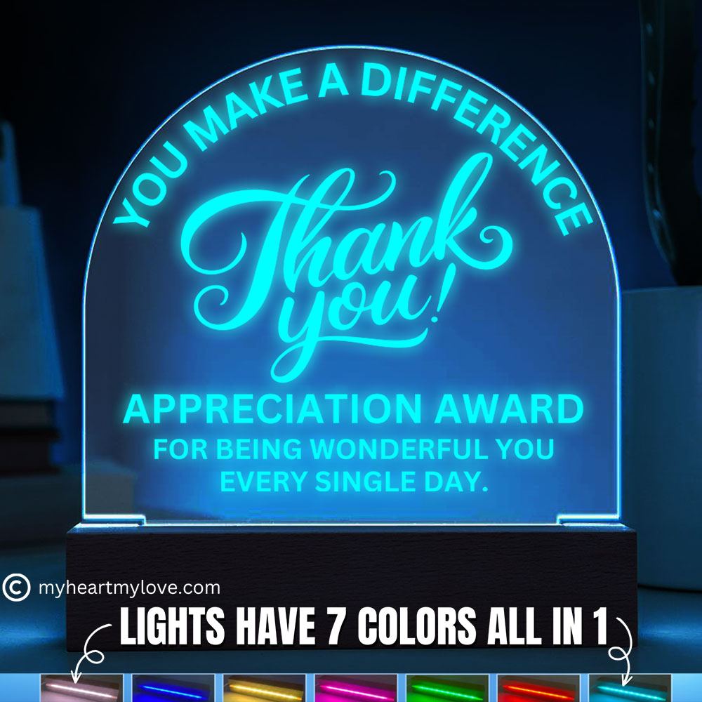 Appreciation Award Acrylic Plaque with LED Lighted  Dome (with 7 Color Settings all in 1)