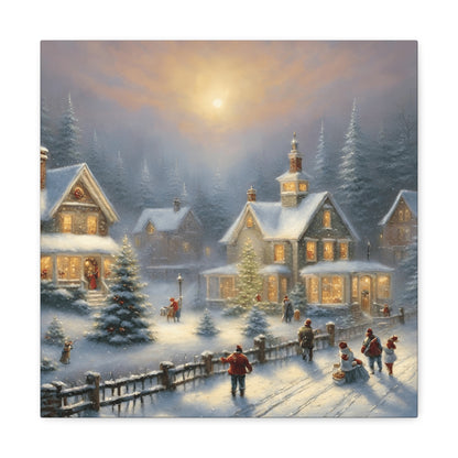 Snowy Christmas Village Canvas Gallery Wrap